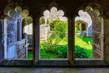 Architecture of historical Adare Abbey at summer  in Co. Limerick, Ireland