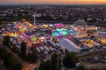 Volksfest Backfischfest Worms am Rhein Luftbild