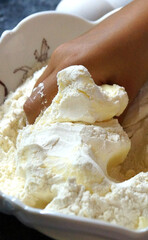Dough made of butter eggs and flour . High quality photo