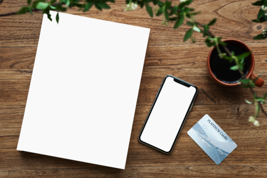 Blank page and smartphone screen design element