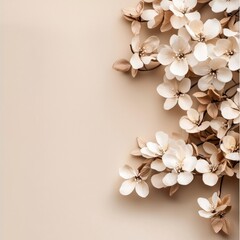 Minimalist Floral Arrangement on Beige Background, Perfect for Tranquil and Serene Decor