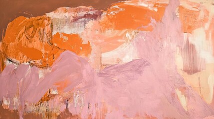 Abstract Painting with Orange and Pink Color Palette