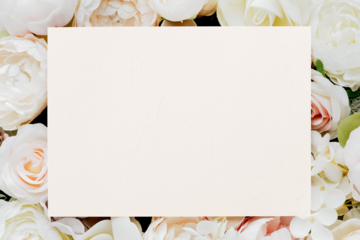 Card mockup on a bunch of flowers design element