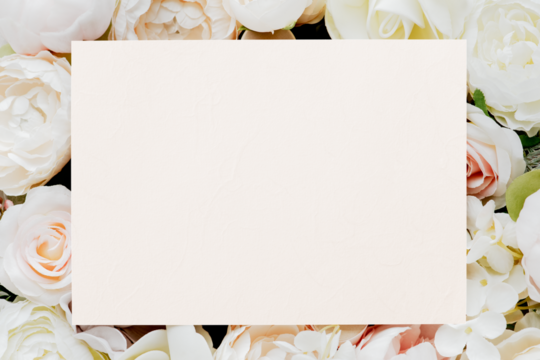 Card mockup on a bunch of flowers design element