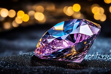 Diamond captured in the moment it reflects light, creating a spectrum of colors that dance within its facets