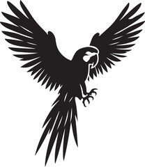 a beautiful parrot bird black and white silhouette vector art flat design outline background illustrations