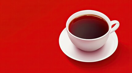 Obraz premium Coffee Cup on Red Background