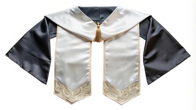 Blank two-sided embroidered graduation stole with intricate design