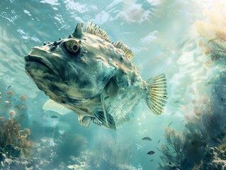 Spiny Fish Underwater.