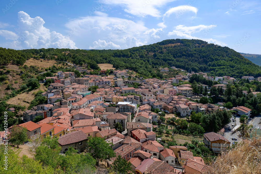 Poster The landscape around Sasso di Castalda a small town in Basilicata, Italy.	