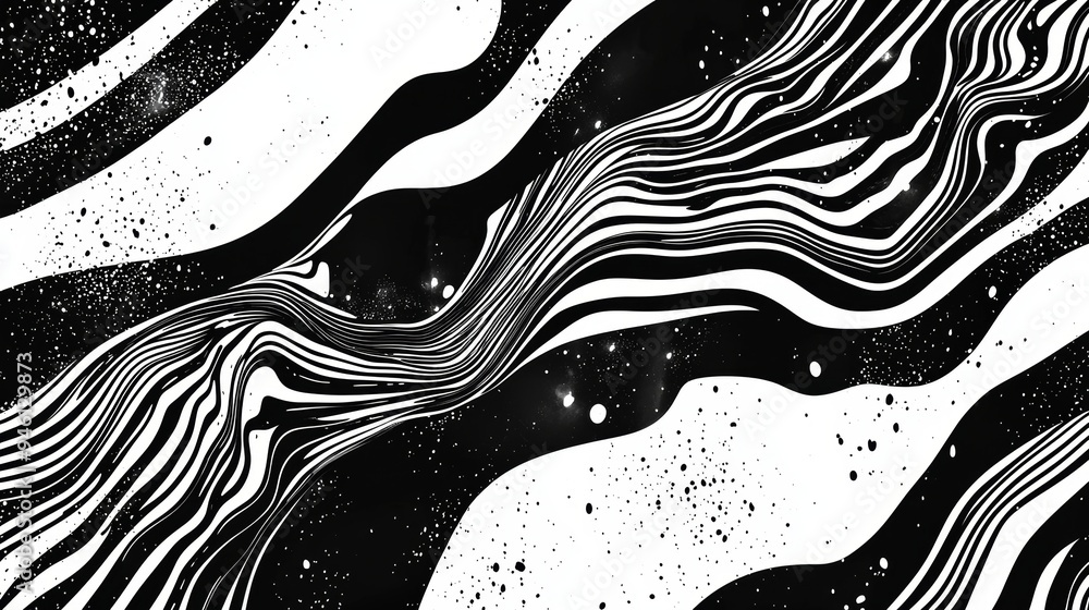 Aufkleber seamless pattern with swirls and waves. bold squiggles ornaments and curved lines. black and white h