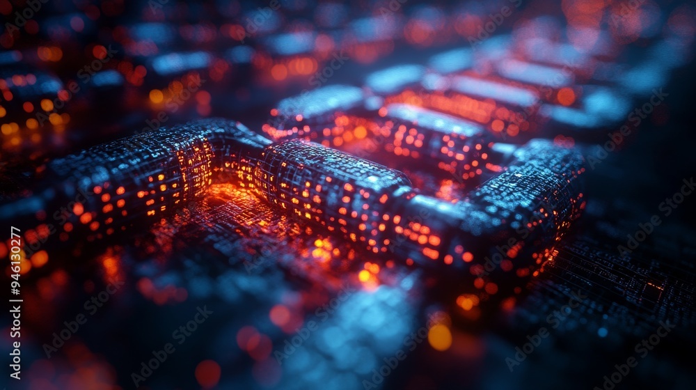 Poster a holographic display reveals the intricate flow of secure data within an advanced network infrastru