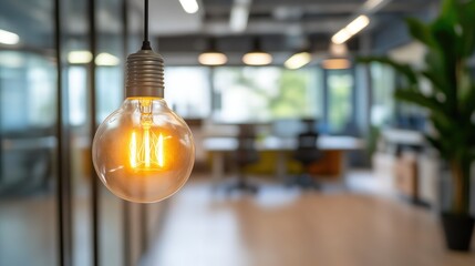 Modern Office Featuring Eco-Friendly Light Bulb