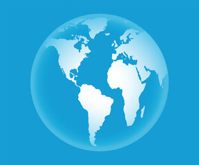 transparent earth on blue isolated vector illustration