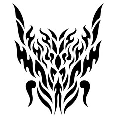 Phoenix Flame Wings Black tattoo on white background