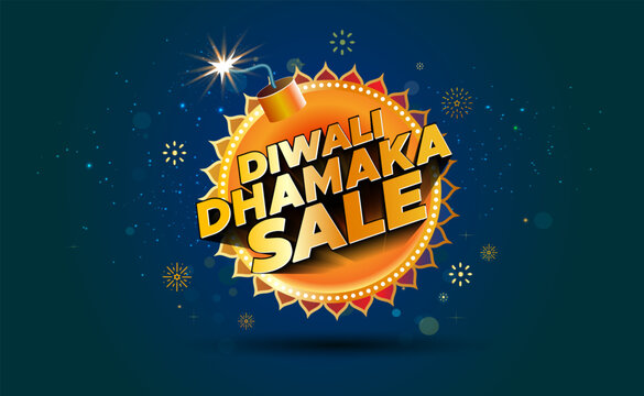 Diwali Dhamaka Sale Logo design. Festive offer deal discount on red background.