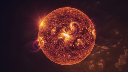 Naklejka premium Stunning Prominence of the Sun Captured in Professional 8K High Resolution Photography: A Majestic Display of Solar Phenomena