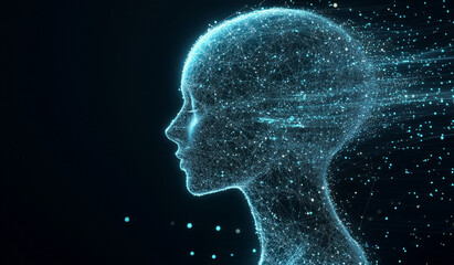 Digital Human Face Concept - Artificial Intelligence and Machine Learning