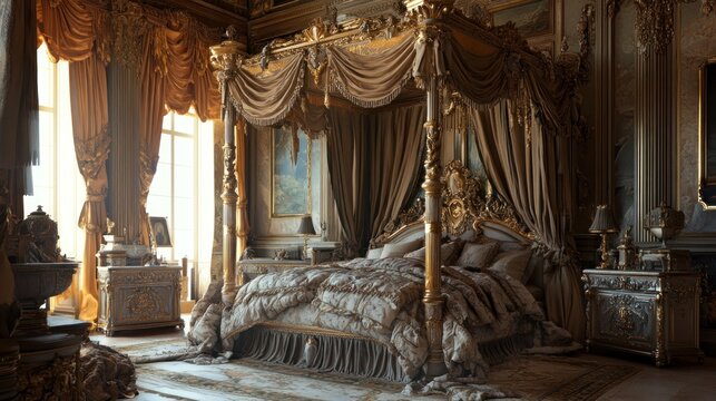 Opulent Bedroom with a Four-Poster Bed