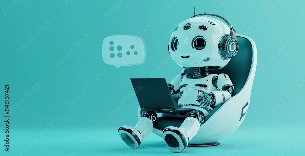 Poster ai chatbots working and chatting in the computer, generated ai