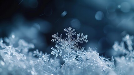 Beautiful Snowflake on Winter Background