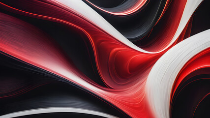 Abstract red background with glowing curved lines and a flowing wave design