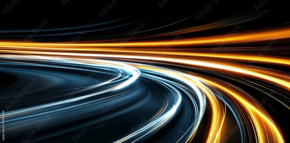 Poster light trails background with dynamic speed. stock
