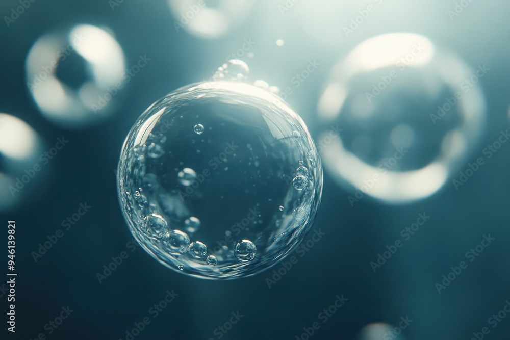 Fototapete abstract aqua bubbles floating and merging in a dynamic visual composition a captivating display of 