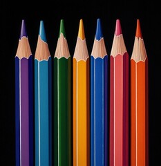 A series of colored pencils, each with a different color of wood and eraser.
