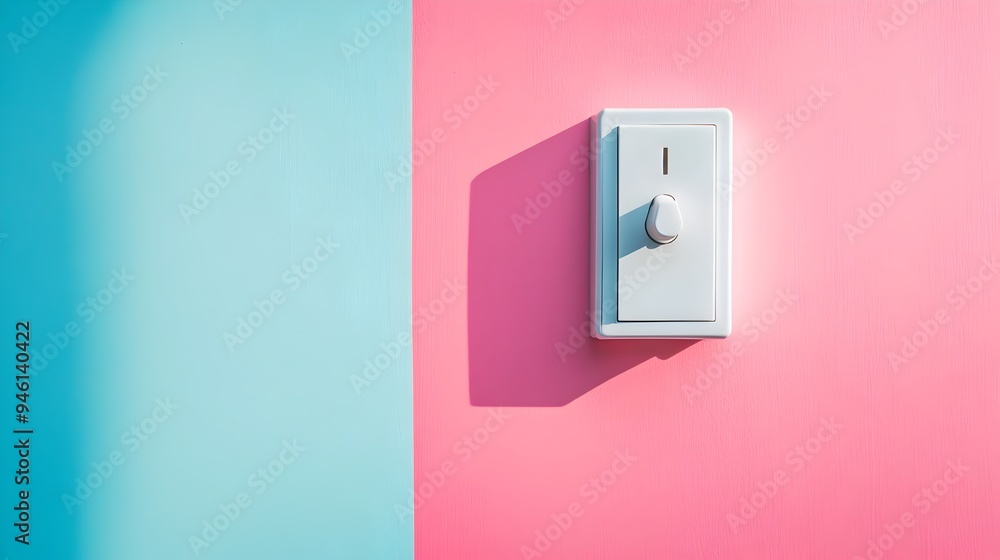 Poster intriguing conceptual image of a light switch with a shadow that doesn t match sparking curiosity an