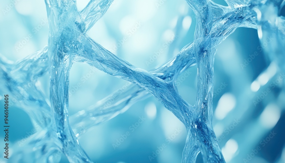 Poster abstract aqua lines intertwining, creating a dynamic visual network of interconnectedness, symbolizi