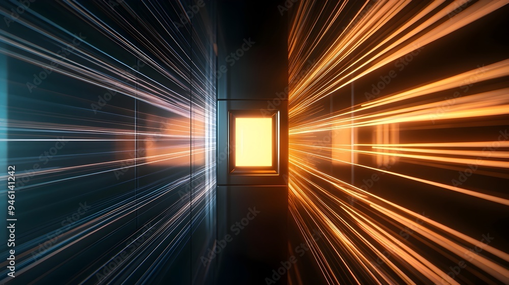 Poster conceptual image of a light switch surrounded by glowing digital lines representing the power and co