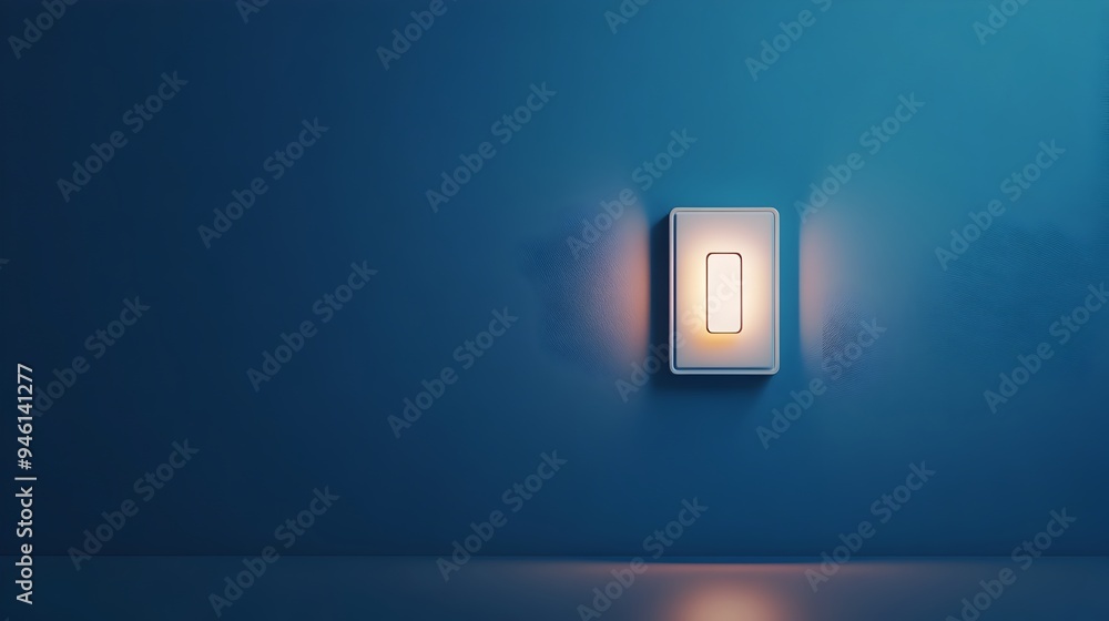 Poster a conceptual image of a light switch that powers up an unknown futuristic machine with ample copy sp
