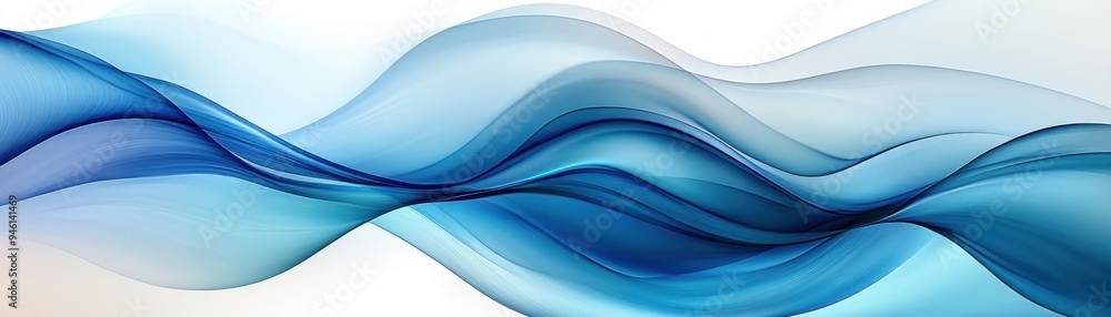 Aufkleber abstract blue wave background serene aqua-toned abstract waves gently undulating in a calming visual