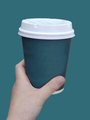 Simply flat design color paper coffee cup on pastel colorful trendy background