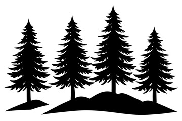 Obraz premium Pine trees vector silhouette art illustration