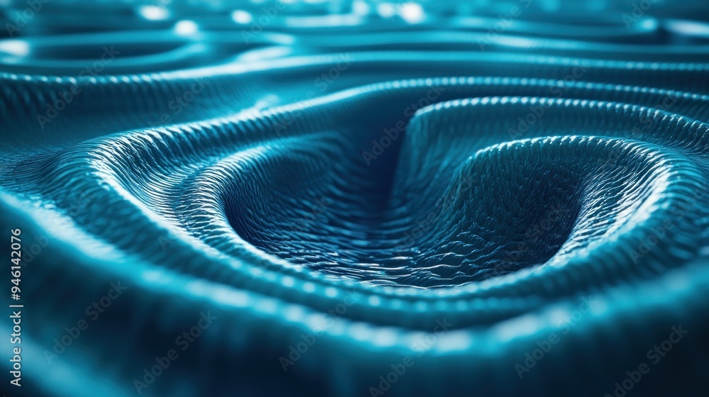 Poster hypnotic aqua-colored abstract spirals a mesmerizing visual experience of swirling patterns and text