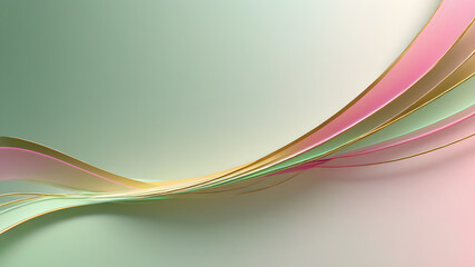 pink golden glowing curve on green darker background, backdrop wallpaper