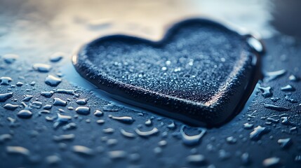 Fototapeta premium Heartfelt Droplets A Conceptual Water Sculpture Portraying Love and Emotion This abstract image showcases the beauty of water droplets forming the shape of a heart