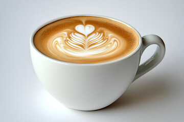 cup of latte on white background, 3d rendering