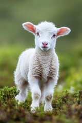 Obraz premium A lamb in a field of grass.