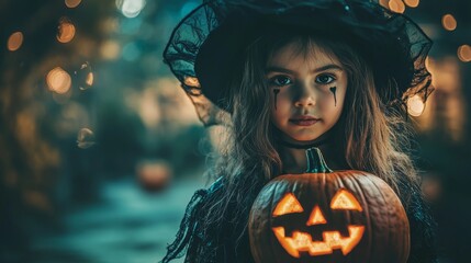 Little Witch with Pumpkin.