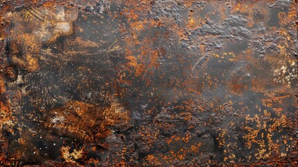 Top view of a corroded iron sheet with visible flaking and deep textures, perfect for a distressed, vintage look