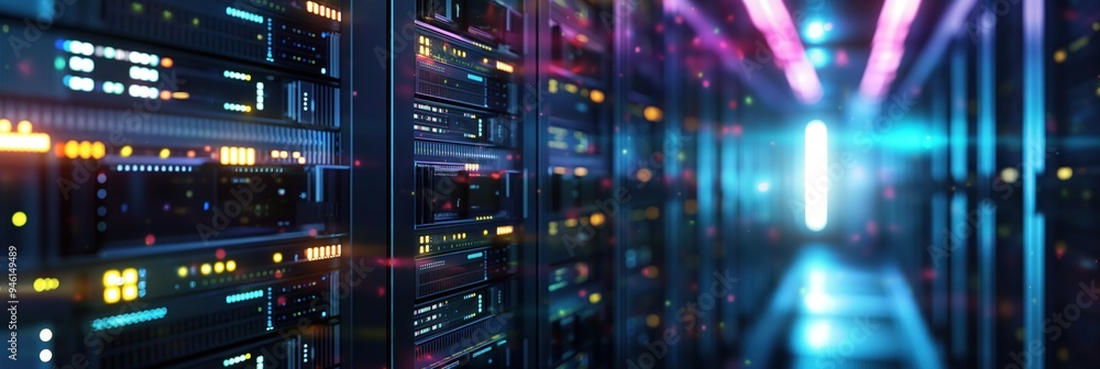 Leinwandbilder high-performance data center equipment in advanced operation. high-end servers, power supplies, and 