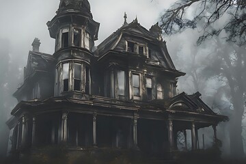 Obraz premium old horror house in forest