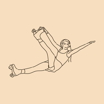 recommend clip art: Roller skating girl. Line art drawing. Sketch outline vector
