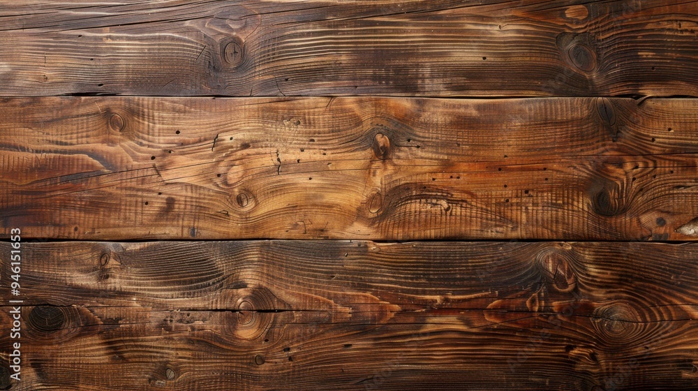 Poster top view of a rustic wooden table with visible knots and grain, offering a warm and inviting backgro
