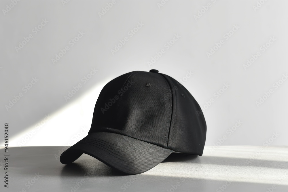 Poster black on table against white background. mockup for design. empty space for logo branding. flat lay 