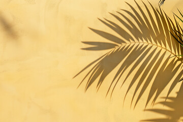 Minimalist Palm Leaf Shadow on Yellow Wall   Modern Nature