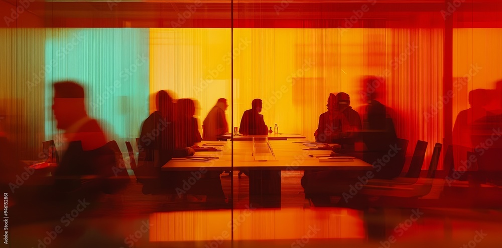 Aufkleber using stock technology, a collaborative workspace and a sharing desk is created for corporate work s